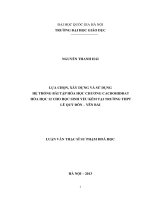 Lựa chọn, xây dựng và sử dụng hệ thống bài tập hóa học chương cacbohiđrat hóa học 12 cho học sinh yếu kém tại trường THPT lê quý đôn – yên bái 