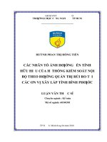 Các nhân tố ảnh hưởng đến tính hữu hiệu của hệ thống kiểm soát nội bộ theo hướng quản trị rủi ro tại các đơn vị xây lắp tỉnh bình phước 