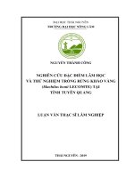 Nghiên cứu đặc điểm lâm học và thử nghiệm trồng rừng kháo vàng (Machilus Bonii lecomte) tại tỉnh Tuyên Quang (Luận văn thạc sĩ)