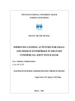 cải thiện hoạt động cho vay các doanh nghiệp vừa và nhỏ tại ngân hàng thương mại cổ phần quân đội  