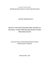 Quản lý chi ngân sách nhà nước cho đầu tư xây dựng cơ bản trên địa bàn huyện võ nhai tỉnh thái nguyên 