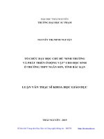 Tổ chức dạy học chủ đề sinh trưởng và phát triển ở động vật cho học sinh ở trường THPT ngân sơn, tỉnh bắc kạn 