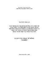 Xác định giá trị dinh dưỡng của một số loại thức ăn phổ biến cho trâu bằng phương pháp invitro gas production và nhu cầu năng lượng trao đổi cho trâu nuôi thịt tại thái nguyên 