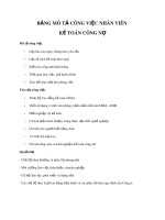 Mô tả công việc vị trí Nhân viên kế toán công nợ