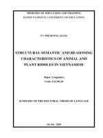 Đặc điểm cấu trúc – ngữ nghĩa và lập luận của câu đố về động thực vật trong tiếng việt tt tiếng anh 