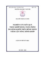 Nghiên cứu kết quả thay khớp háng toàn phần do dính khớp trên bệnh nhân viêm cột sống dính khớp