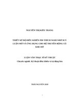 Thiết kế bộ điều khiển PID thích nghi nhờ suy luận mờ và ứng dụng cho hệ truyền động có khe hở 