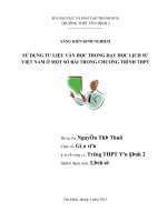 Sáng kiến kinh nghiệm sử dụng tư liệu văn học trong dạy học lịch sử việt nam ở một số bài trong chương trình THPT 