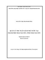 Quản lý thu ngân sách nhà nước tại thành phố thái nguyên, tỉnh thái nguyên 