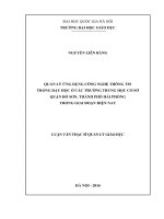 Quản lý ứng dụng công nghệ thông tin trong dạy học ở các trường trung học cơ sở, quận đồ sơn, thành phố hải phòng trong giai đoạn hiện nay 