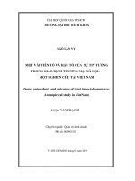 Một vài tiền tố và hậu tố của sự tin tưởng trong giao dịch thương mại xã hội Một nghiên cứu tại Việt Nam