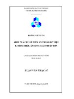 Khai phá chủ đề tiềm ẩn trong dữ liệu khởi nghiệp, áp dụng giải thuật LDA