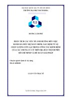 Phân tích các yếu tố ảnh hưởng đến việc đánh giá mức độ nguy hiểm, xác định tỷ lệ chất lượng còn lại trong công tác kiểm định của các chung cư cũ trên địa bàn thành phố hồ chí minh và đề xuất giải pháp