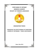 ENHANCING THE EFFECTIVENESS OF SHORTTERM LENDING AT VIETINBANK  THANG LONG BRANCH