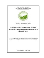 Giải pháp phát triển nông nghiệp bền vững trên địa bàn huyện chợ mới, tỉnh bắc kạn 