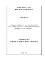 Xây dựng chiến lược xóa đói giảm nghèo nhằm góp phần đảm bảo an ninh phi truyền thống ở huyện vân hồ, tỉnh sơn la 