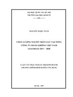 Chất lượng nguồn nhân lực tại tổng công ty hàng không việt nam giai đoạn 2017 2020 