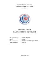 CHƯƠNG TRÌNH ĐÀO TẠO TRÌNH ĐỘ THẠC SĨ Tên ngành đào tạo: CHÍNH TRỊ HỌC