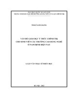 Vấn đề giáo dục ý thức chính trị cho sinh viên các trường cao đẳng nghề ở nam định hiện nay 