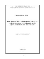 Chủ trương phát triển nguồn nhân lực chất lượng cao của đảng cộng sản việt nam từ năm 2001 đến năm 2011 