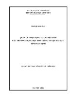 Quản lý hoạt động của tổ chuyên môn các trường trung học phổ thông huyện hải hậu, tỉnh nam định 