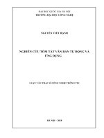 Nghiên cứu về tóm tắt văn bản tự động và ứng dụng 