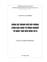 Đảng bộ thành phố hải phòng lãnh đạo kinh tế nông nghiệp từ năm 1996 đến năm 2010 