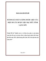 Đánh giá chất lượng dược liệu của một số cây dược liệu đặc hữu tỉnh Lạng Sơn