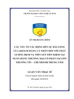 Các Yếu Tố Tác Động Đến Sự Hài Lòng Của Khách Hàng Cá Nhân Đối Với Chất Lượng Dịch Vụ Tiền Gửi