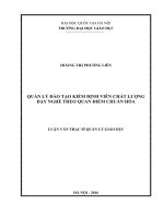 Quản lý hoạt động đào tạo kiểm định viên chất lượng dạy nghề theo quan điểm chuẩn hóa 