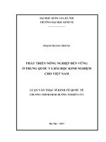Phát Triển Nông Nghiệp Bền Vững Ở Trung Quốc Và Bài Học Kinh Nghiệm Cho Việt Nam