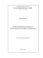 Ứng dụng mô hình swat hỗ trợ quản lý tài nguyên nước lưu vực sông cầu, tỉnh bắc kạn 