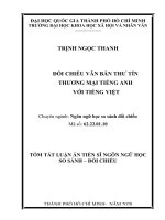 ĐỐI CHIẾU văn bản THƯ tín THƯƠNG mại TIẾNG ANH với TIẾNG VIỆT 