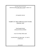 Nghiên cứu phát triển du lịch văn hóa tỉnh bạc liêu 