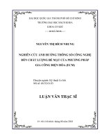 Nghiên cứu ảnh hưởng thông số công nghệ đến chất lượng bề mặt của phương pháp gia công điện hóa (ECM)