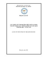 Các Nhân Tố Ảnh Hưởng Đến Chất Lượng Nguồn Nhân Lực Trong Lĩnh Vực Du Lịch Tỉnh Bà Rịa - Vũng Tàu