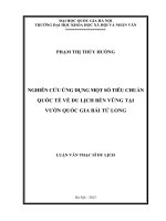 Nghiên cứu ứng dụng một số tiêu chuẩn quốc tế về du lịch bền vững tại vườn quốc gia bái tử long 