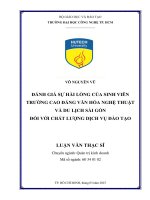 Đánh Giá Sự Hài Lòng Của Sinh Viên Trường Cao Đẳng Văn Hóa Nghệ Thuật Và Du Lịch Sài Gòn