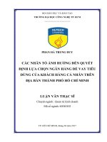 Các Nhân Tố Ảnh Hưởng Đến Quyết Định Lựa Chọn Ngân Hàng Để Vay Tiêu Dùng Của Khách Hàng Cá Nhân