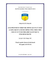 Giải Pháp Hoàn Thiện Hệ Thống Quản Lý Chất Lượng Dịch Vụ Hành Chính Công Theo Tiêu Chuẩn TCVN ISO