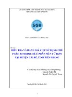 ĐỀ TÀI: ĐIỀU TRA VÀ ĐÁNH GIÁ VIỆC SỬ DỤNG CHẾ PHẨM SINH HỌC ĐỂ Ủ PHÂN MÙN TỪ RƠM TẠI HUYỆN CÁI BÈ, TỈNH TIỀN GIANG