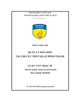 Quản Lý Hóa Đơn Tại Chi Cục Thuế Quận Bình Thạnh