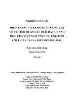 NGHIÊN CỨU VỀ HIỆN TRẠNG VÀ KẾ HOẠCH TƯƠNG LAI VỀ VỆ TINH QUAN SÁT TRÁI ĐẤT QUANG HỌC CỦA VIỆT NAM PHỤC VỤ ỨNG PHÓ VỚI THIÊN TAI VÀ BIẾN ĐỔI KHÍ HẬU