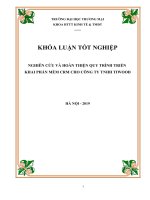Nghiên cứu và hoàn thiện quy trình triển khai phần mềm CRM cho công ty TNHH Tiwood