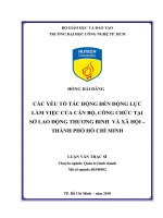 Các Yếu Tố Tác Động Đến Động Lực Làm Việc Của Cán Bộ, Công Chức Tại Sở Lao Động Thương Binh