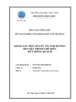 Khảo sát một số yếu tố ảnh hưởng đến quy trình chế biến mứt đông quách 