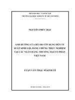 Ảnh hưởng của rủi ro tín dụng đến tỷ suất sinh lợi  bằng chứng thực nghiệm tại các ngân hàng thương mại cổ phần việt nam 