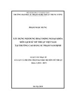 Luận văn thạc sĩ lý luận và phương pháp dạy học bộ môn mỹ thuật  xây dựng nội dung hoạt động ngoại khoá môn lịch sử mỹ thuật việt nam tại trường cao đẳng sư phạm nam địn 