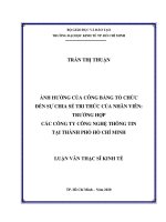 Ảnh hưởng của công bằng tổ chức đến sự chia sẻ tri thức của nhân viên  trường hợp các công ty công nghệ thông tin tại thành phố hồ chí minh 