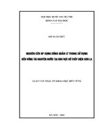 Nghiên cứu áp dụng đồng quản lý trong sử dụng bền vững tài nguyên nước tại khu vực hồ thủy điện sơn la 